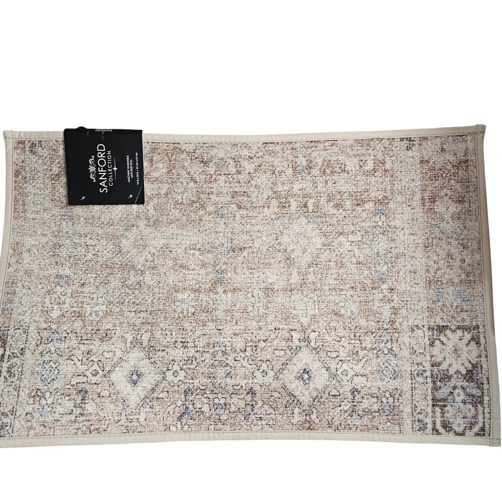 Sanford Collection 16x24 Machine Washable Anti-Skid Accent Rug Brown Blue